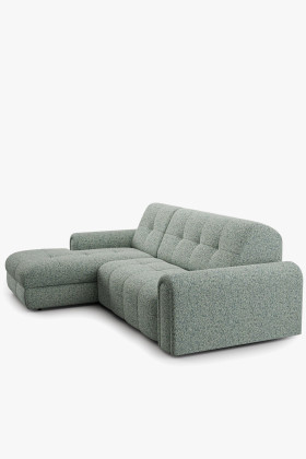 Ecksofa Stoff mit Stauraum und Schlaf-Funktion links